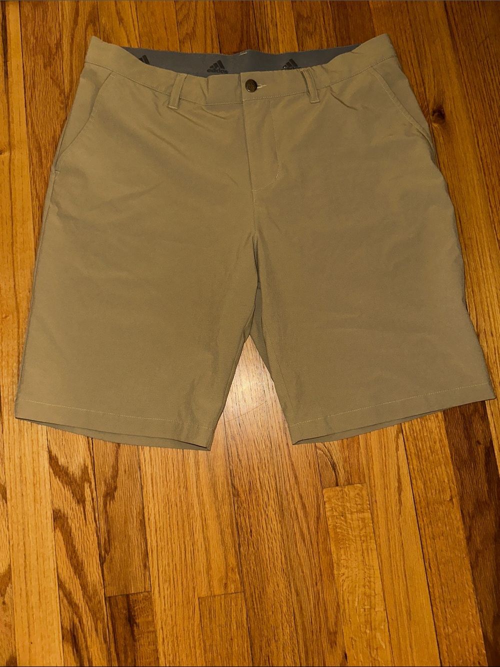 Adidas Men’s Tan Flat-Front Performance Shorts